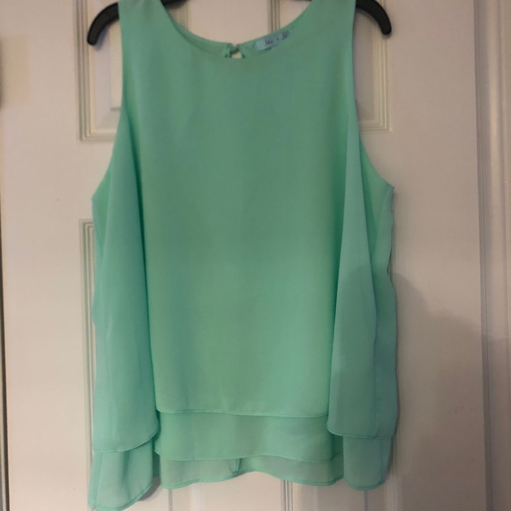 She + Sky mint green layered tank